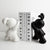 The Spontaneous Coney -  Style 2 - Black & White Ceramic Rabbits Bookend (Set of 2)