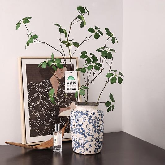 Florentine Bloom - Blue & White Ceramic Table Vase