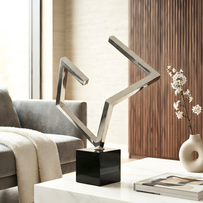 Axiom stainless steel showpiece styled in a contemporary living room