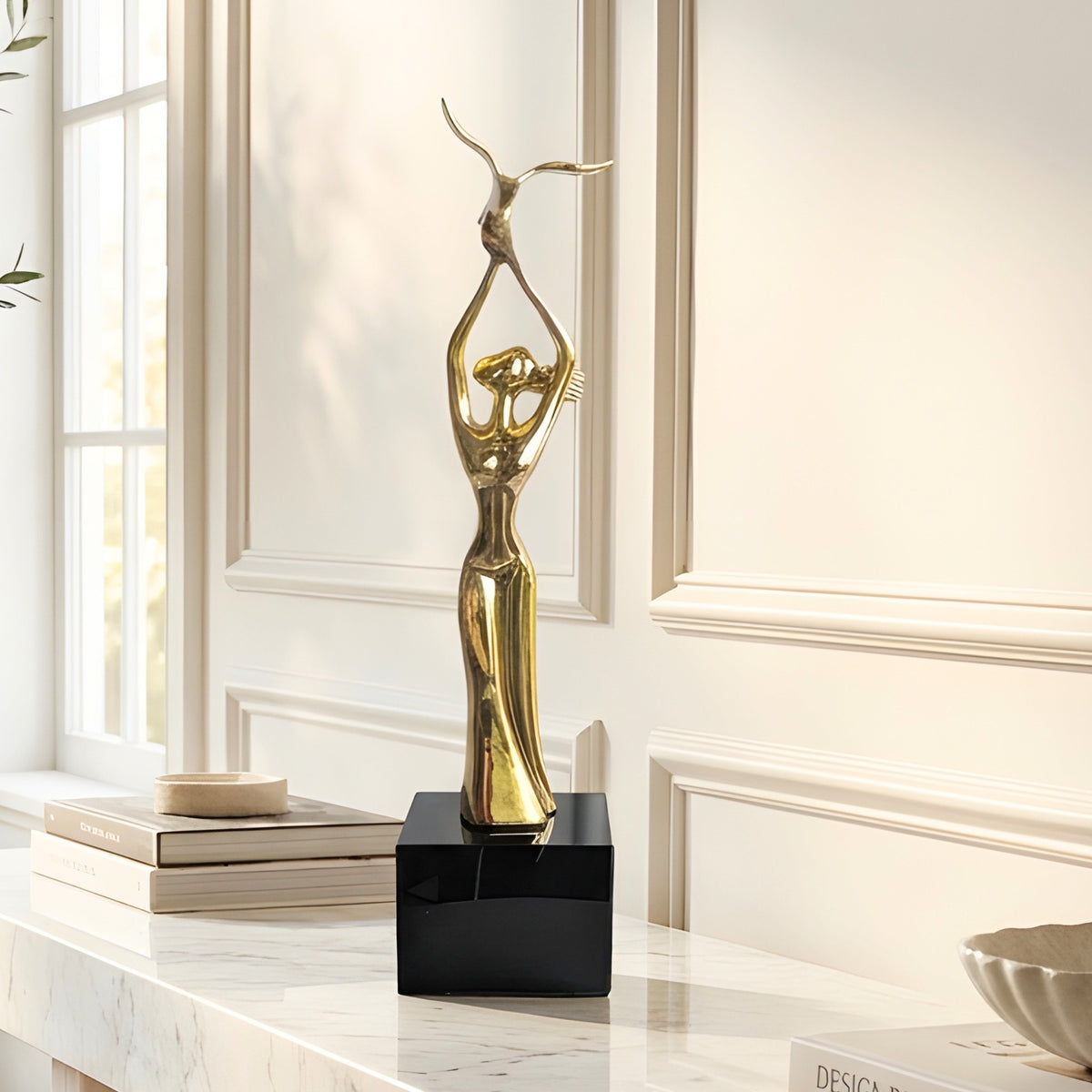 Ballet gold-toned metal lady figurine lifestyle view 2