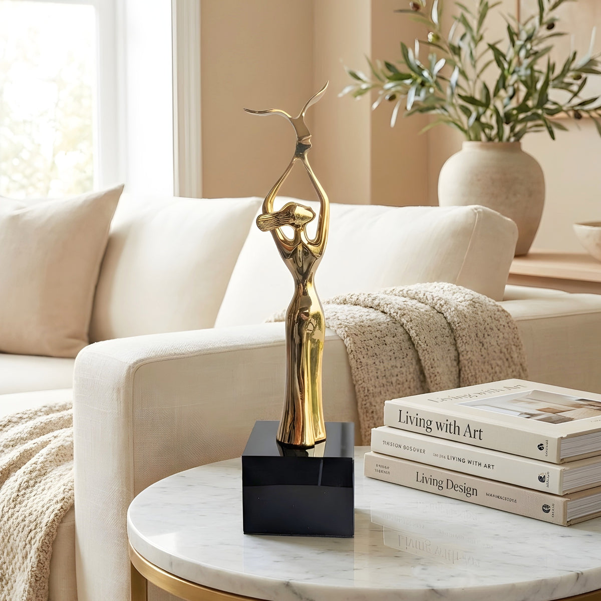 Ballet gold-toned metal lady figurine lifestyle view 4