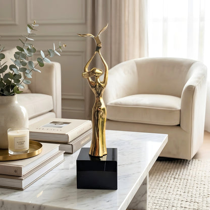Ballet gold-toned metal lady figurine lifestyle view 8