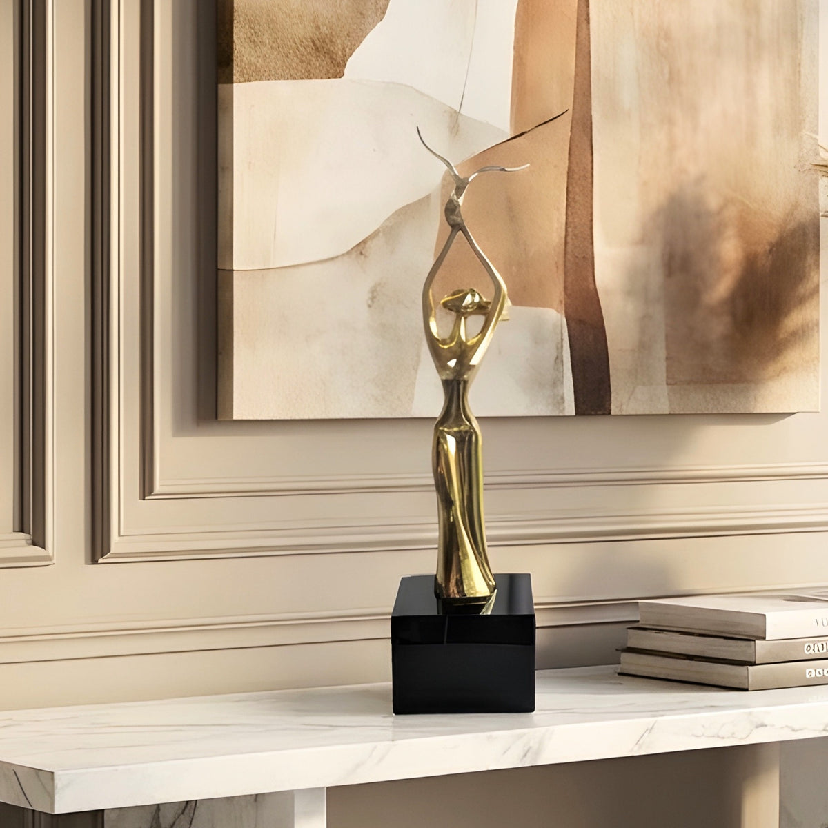 Ballet gold-toned metal lady figurine lifestyle view 9