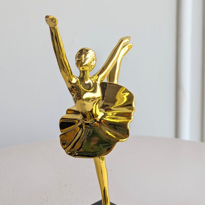 Ballet Style 2 gold metal lady figurine close-up front view
