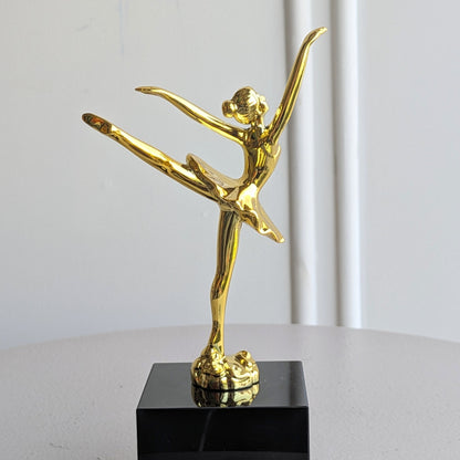 Ballet Style 2 gold metal lady figurine rear angle product view