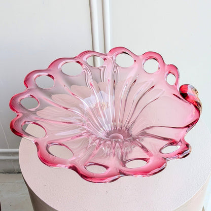 Bloom pink flower-shaped crystal decorative bowl top view