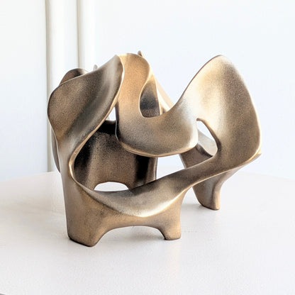 Bronze Modern Abstract Showpiece front product view showing sculptural metal form