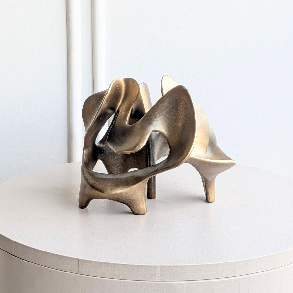 Bronze Modern Abstract Showpiece alternate angle showing open sculptural metal design