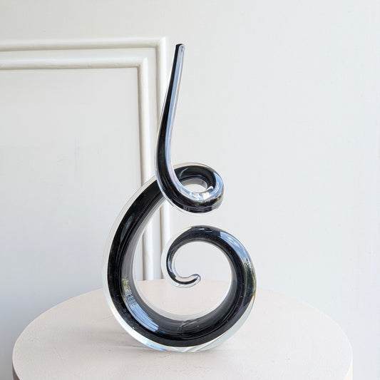 Cadence black and clear crystal abstract showpiece front view