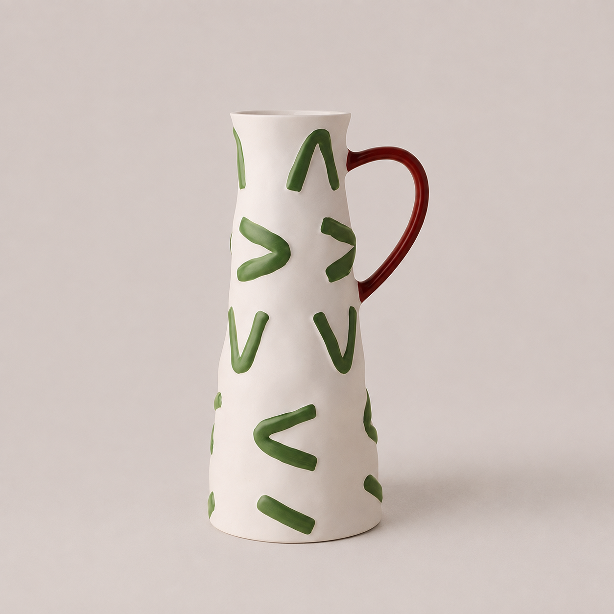 Canvas large green hand-painted ceramic table vase