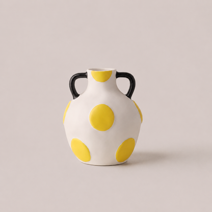 Canvas medium yellow hand-painted ceramic table vase