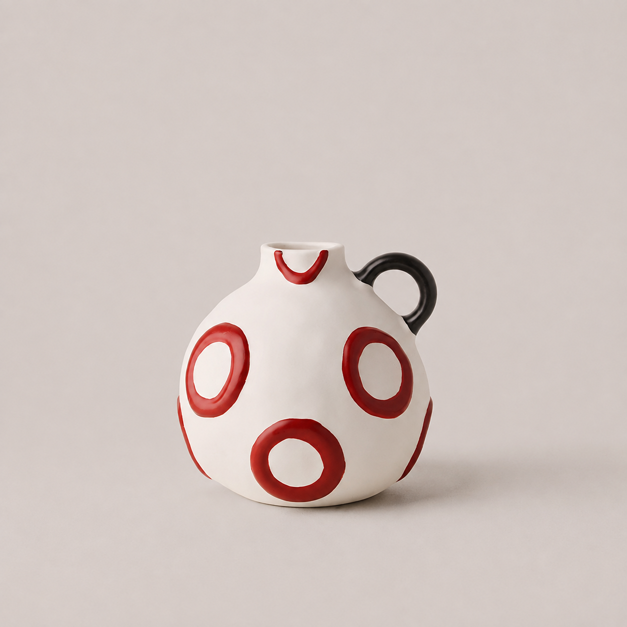 Canvas small red hand-painted ceramic table vase