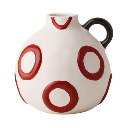 Canvas small red ceramic table vase on a white background