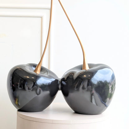 Cherish resin and metal cherry showpiece close product view for console styling