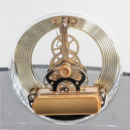 Chronos crystal and metal table clock with Roman numerals and gold-tone gear detailing for luxury study desks and consoles, view 7