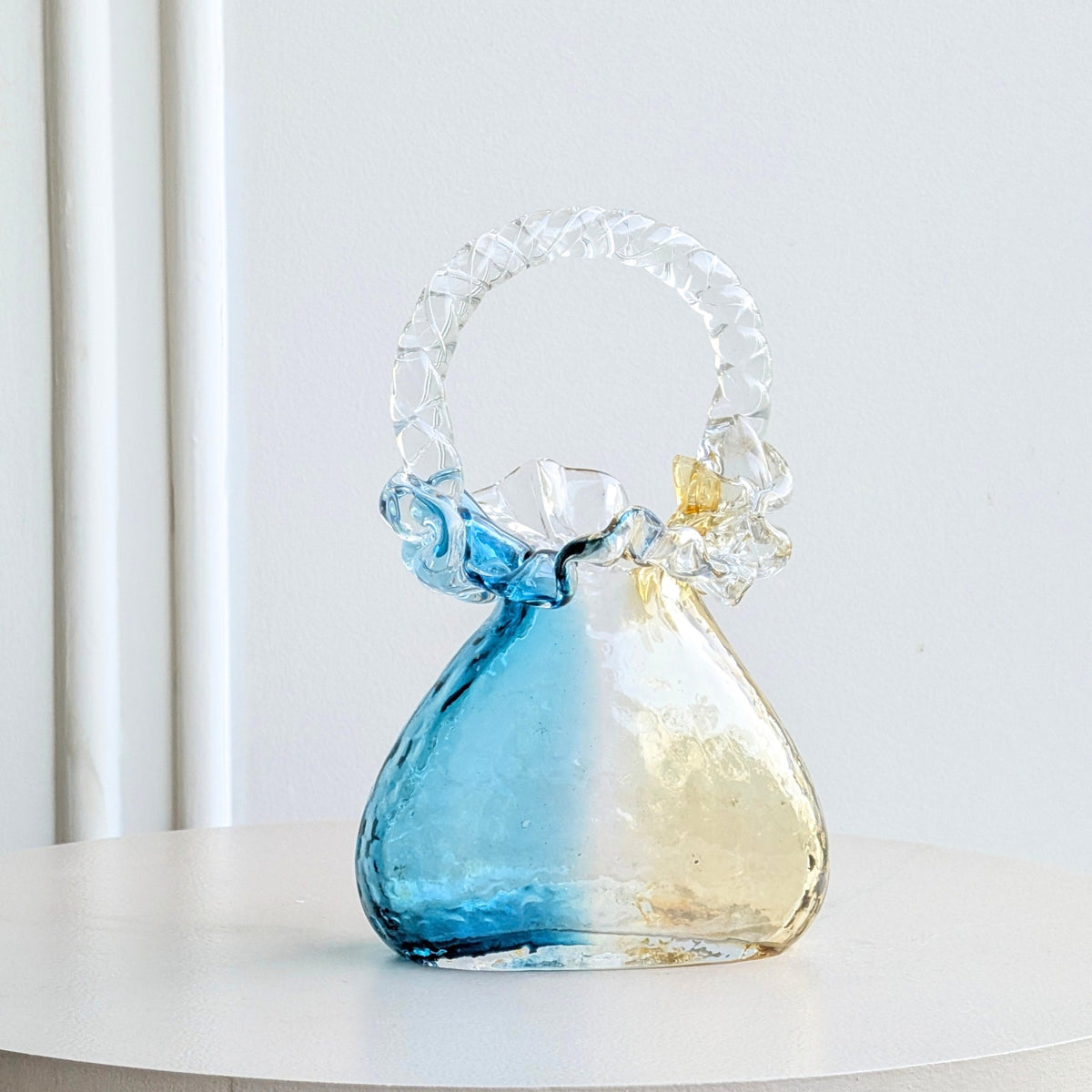 Couture blue-gold crystal handbag showpiece, product view