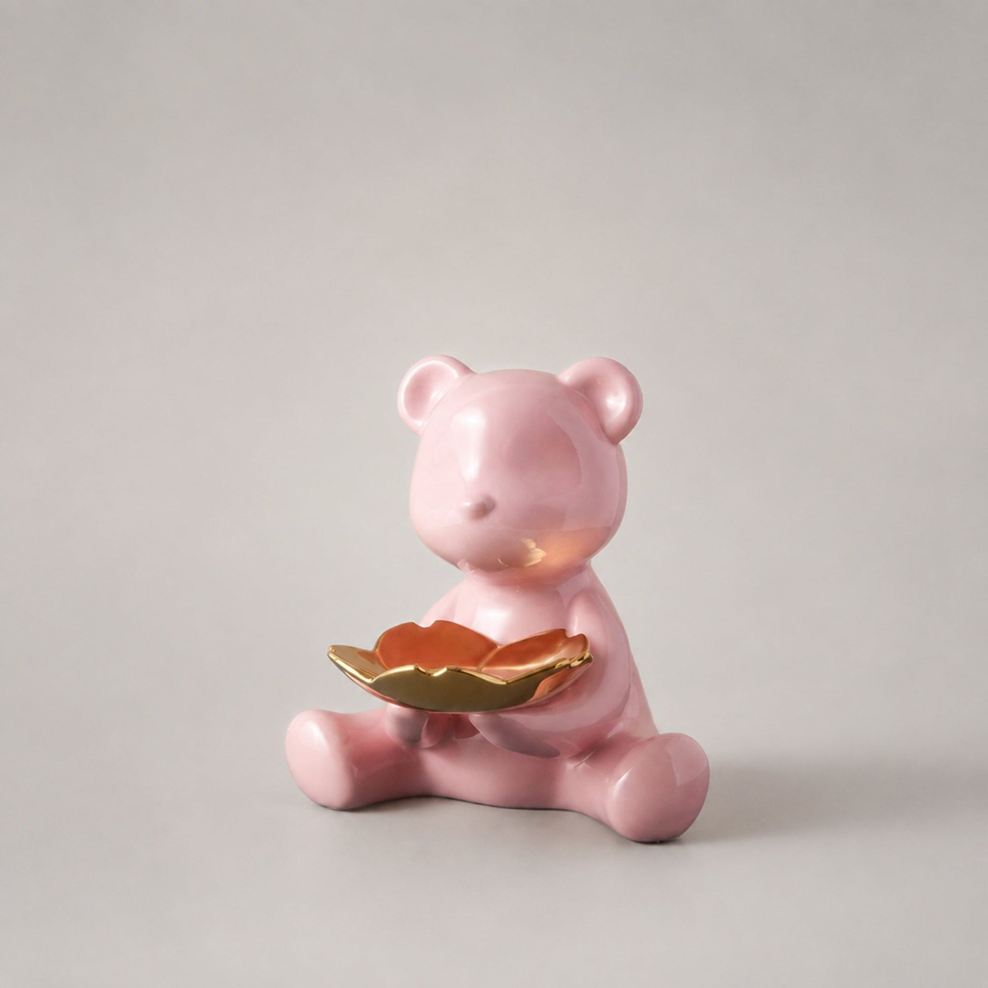 Cubby pink ceramic bear organizer tray and showpiece by La Muse