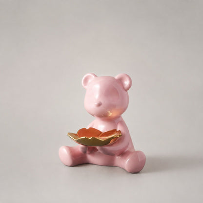 Cubby pink ceramic bear organizer tray and showpiece by La Muse