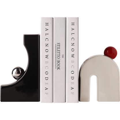 Bookend Bound by Motion Table Showpiece & Bookend - Black & White (Set of 2)