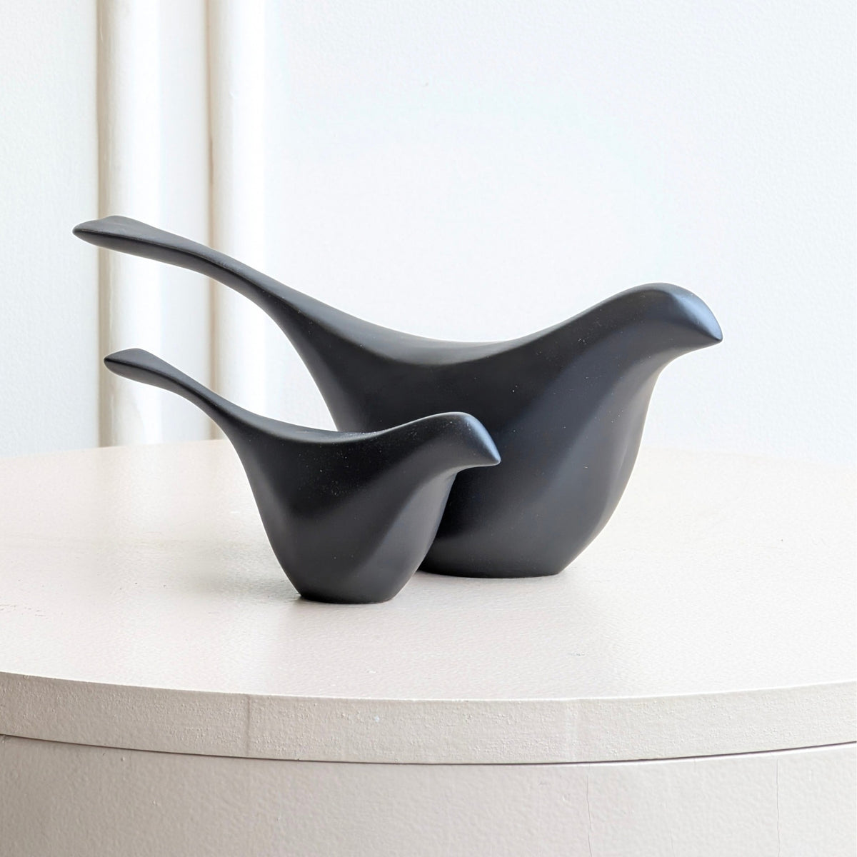 Flock black resin bird showpieces, large and medium product view