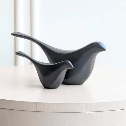 Flock black resin bird showpieces, large and medium product view