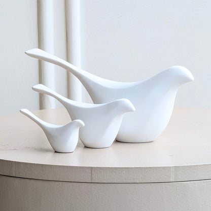 Flock white resin bird showpieces set of 3, product view