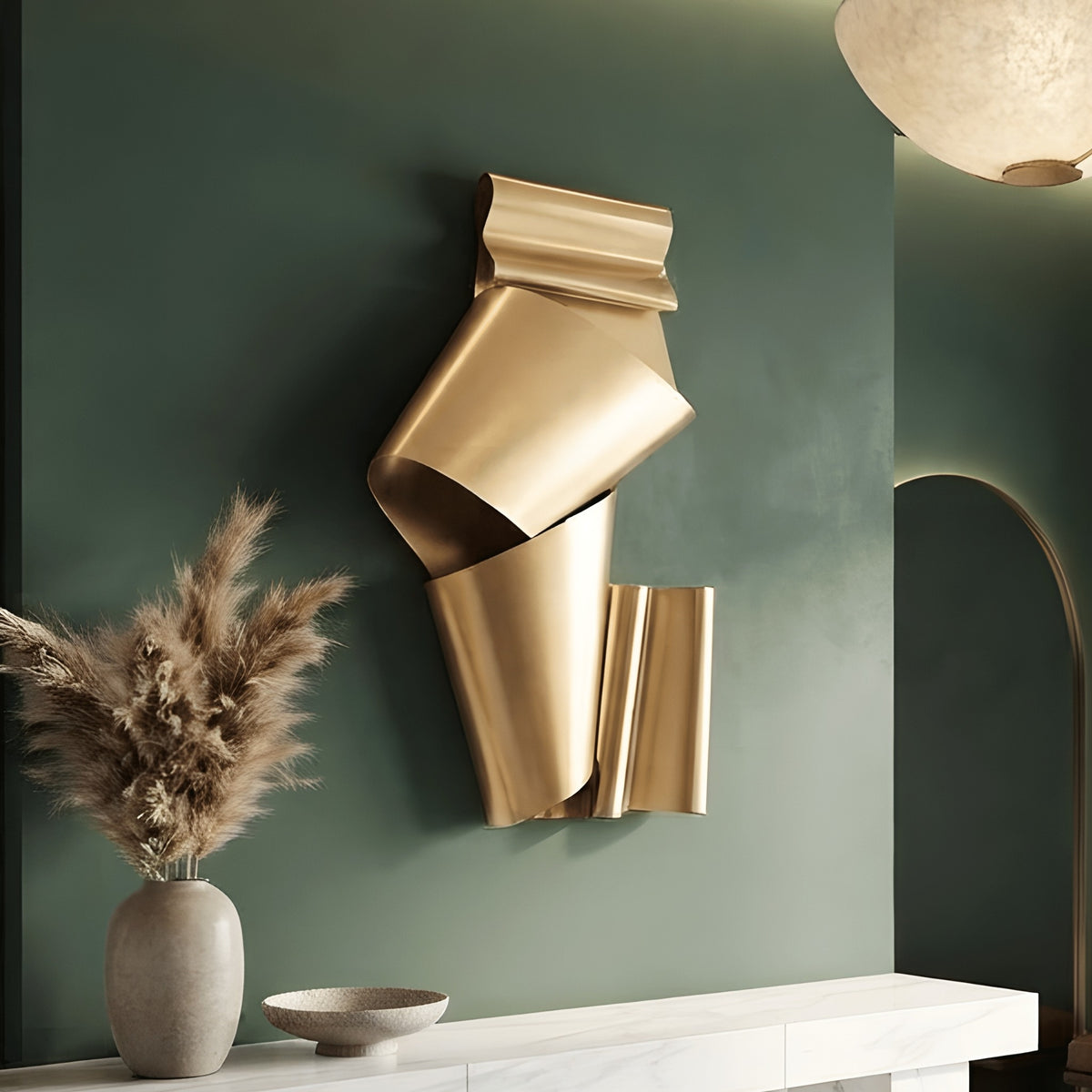 Foldscape premium gold metal wall art above entryway console