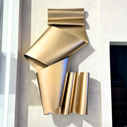 Foldscape gold metal sculptural wall art for modern living room