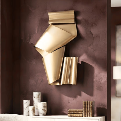 Foldscape premium gold metal wall art above console in luxury living room