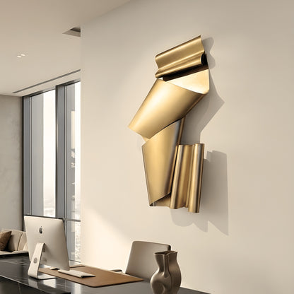 Foldscape sculptural gold metal wall art for executive office