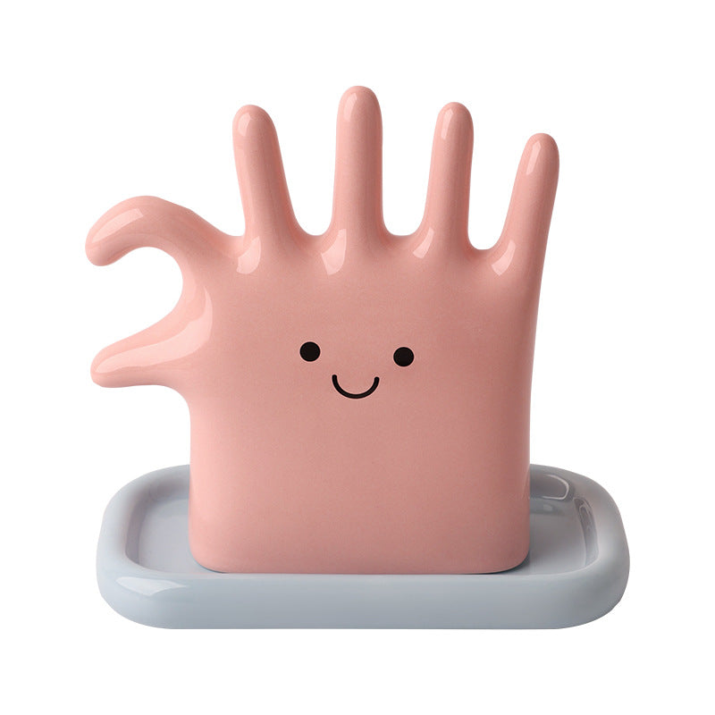Glee pink ceramic hand jewellery organiser – front view
