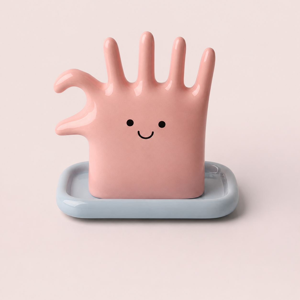 Glee pink ceramic jewellery stand and showpiece with catchall tray