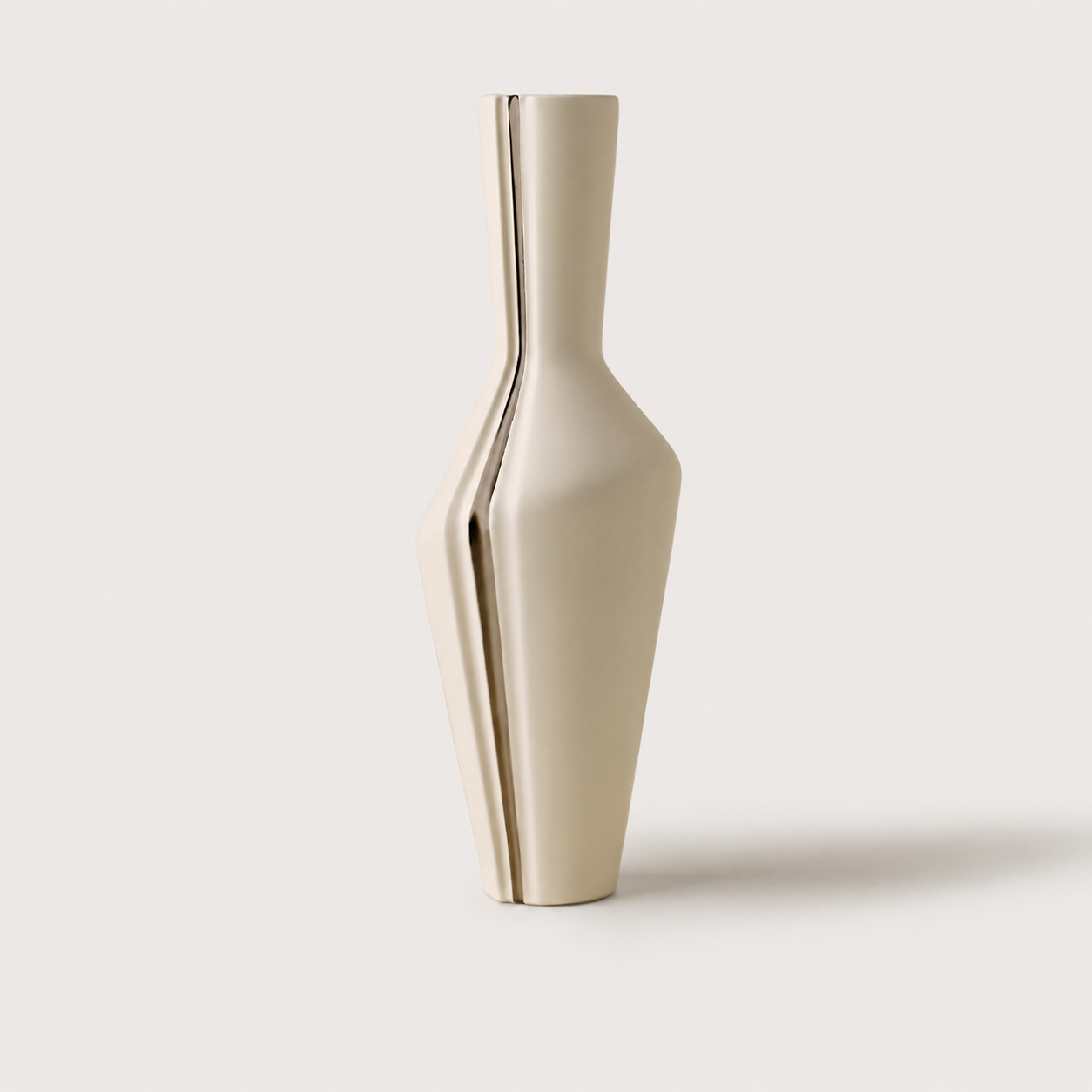 Grace Large ivory and silver ceramic table vase