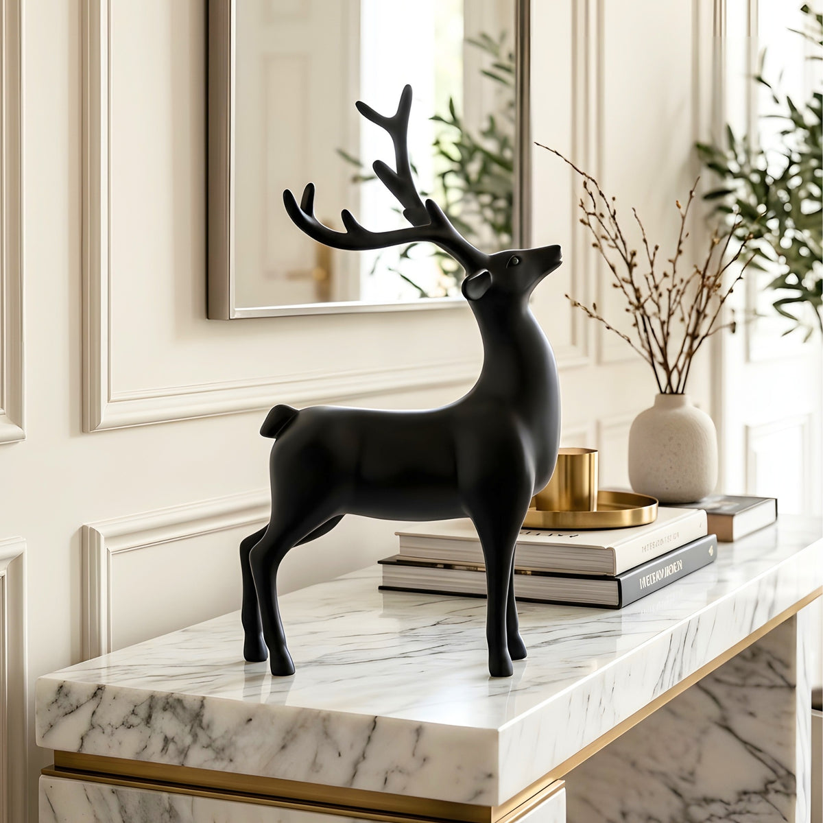 Hartley black resin deer sculptures for luxury console and shelf styling, view 5