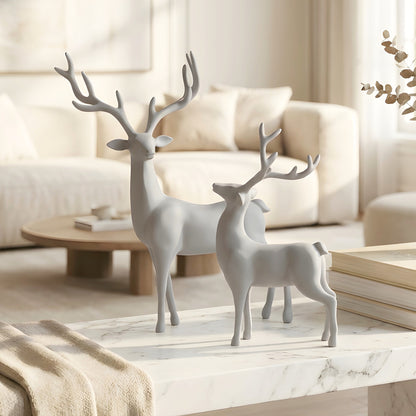 Hartley grey resin deer sculptures for luxury console and shelf styling, view 10
