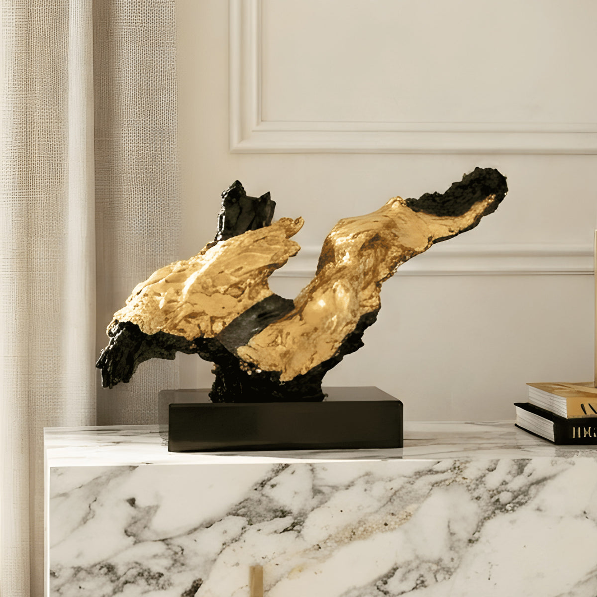 Ignis gold and black sculptural showpiece alternate full view