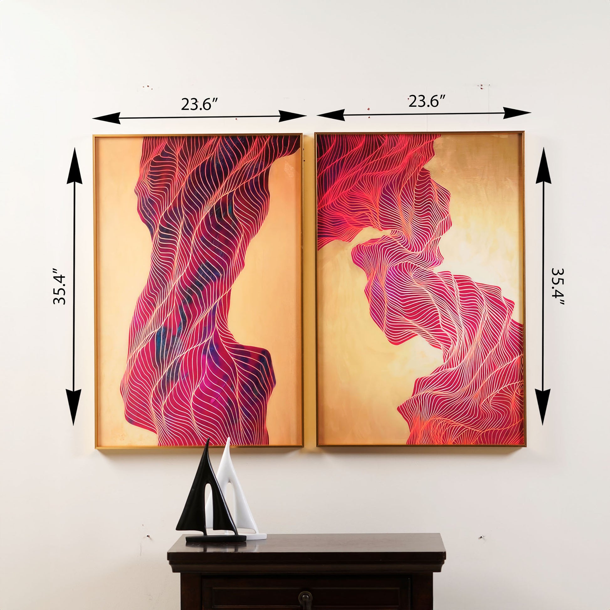crystal porcelain wall arts An Interwoven Saga - Abstract Glass Framed HD Print Wall Art (Set of 2) ~ 4 feet x 3 feet