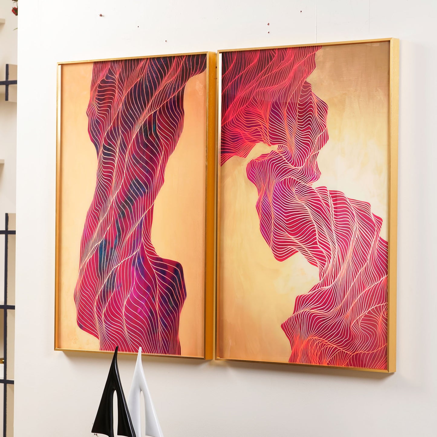 crystal porcelain wall arts An Interwoven Saga - Abstract Glass Framed HD Print Wall Art (Set of 2) ~ 4 feet x 3 feet