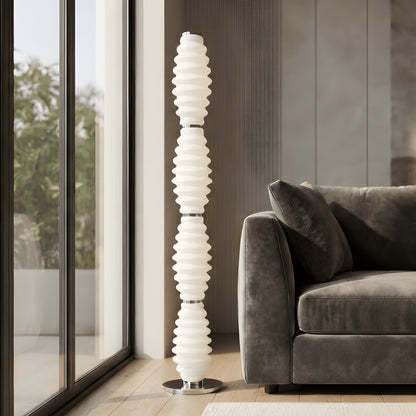 Luma Totem sculptural white glass floor lamp in modern living room