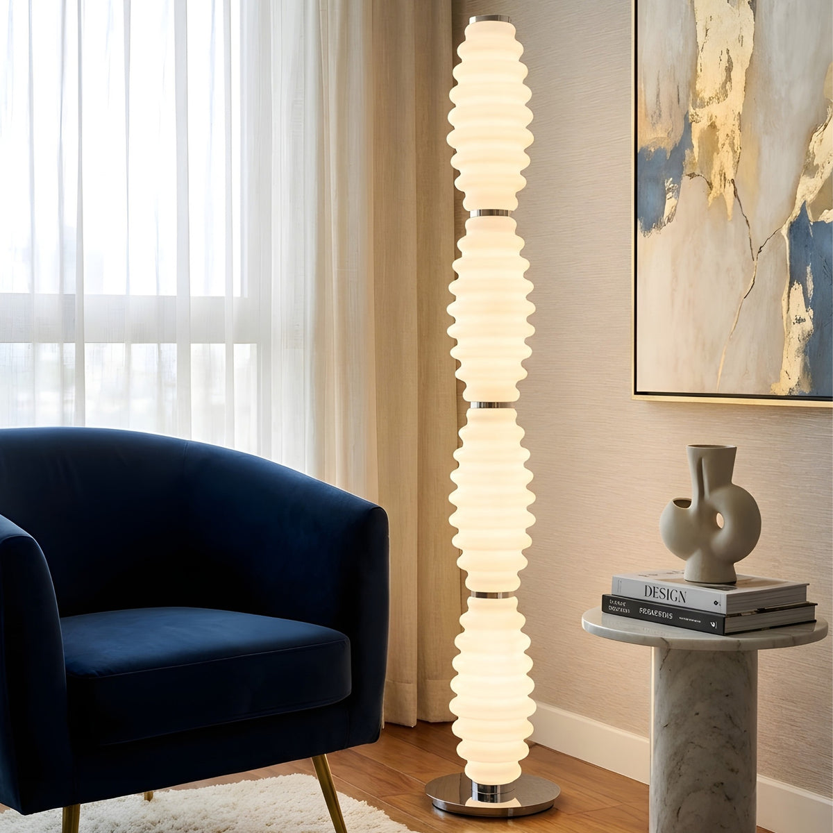 Luma Totem illuminated floor lamp in contemporary living room
