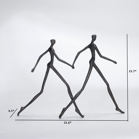 Unified Steps - Walking Humans Metal Sculpture ≈ 1.5 Feet Tall