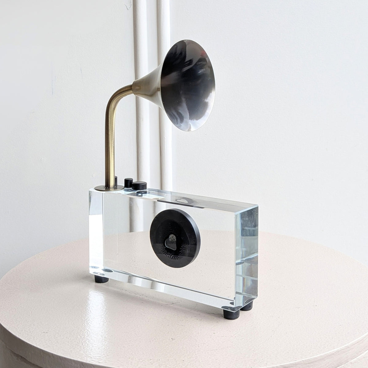 Melody crystal radio showpiece rear view showing sculptural detailing