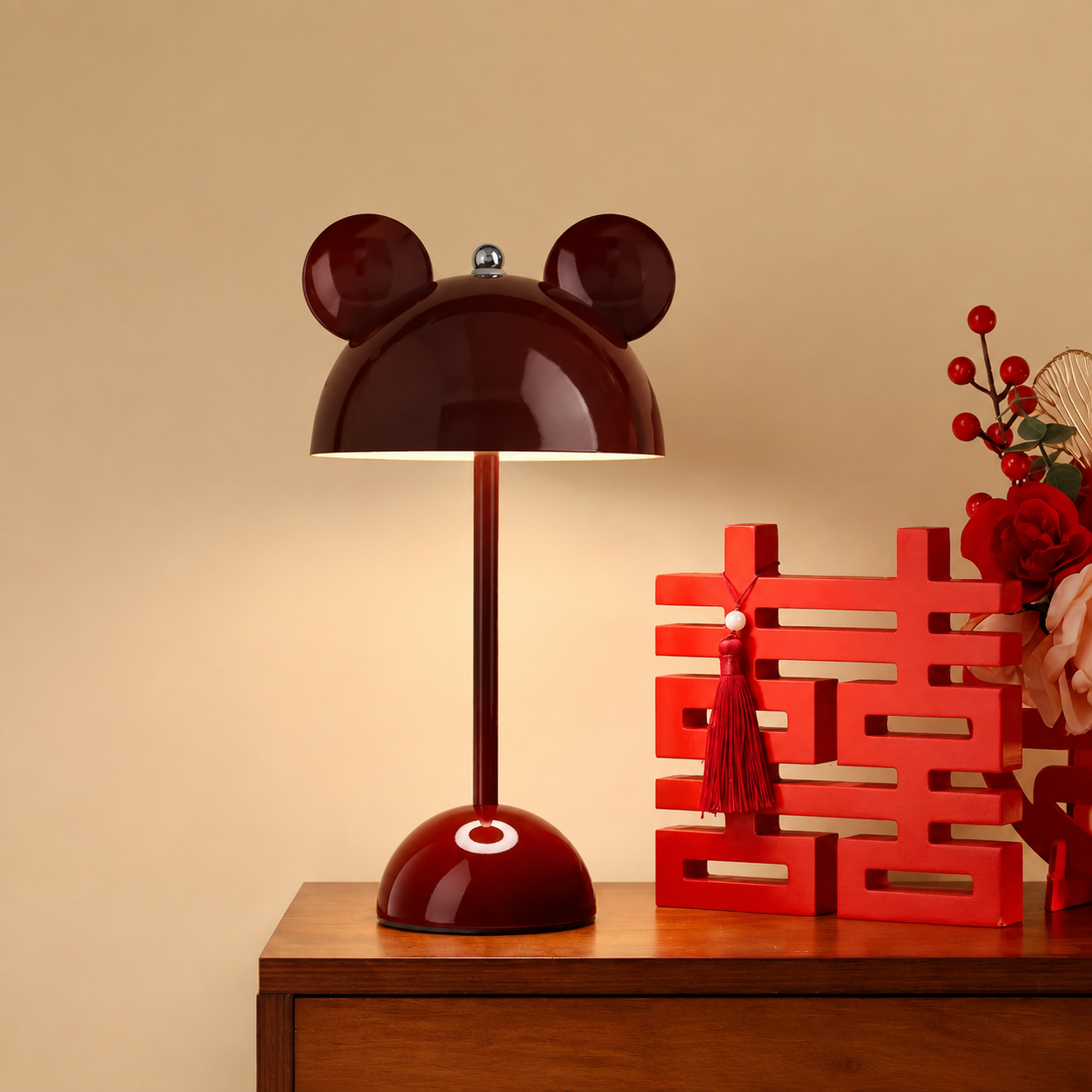 Mickey Glow table lamp styled on a console