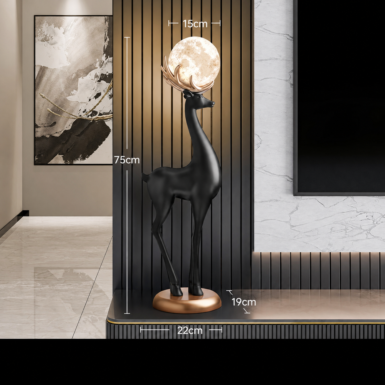 Moonstag black deer floor lamp dimensions