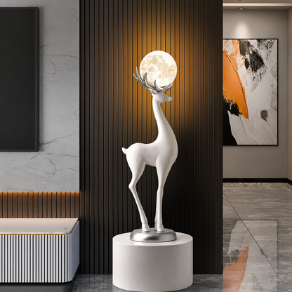 Moonstag white deer floor lamp and sculpture by La Muse
