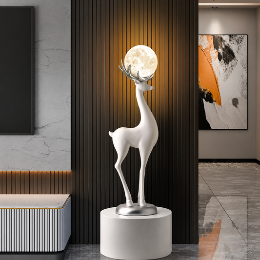 Moonstag white deer floor lamp and sculpture by La Muse