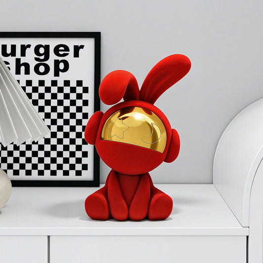 Front view of Moonstruck red velvet rabbit showpiece