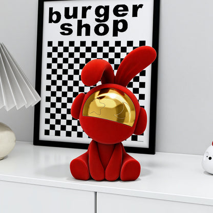 Moonstruck red velvet rabbit showpiece with gold face detail