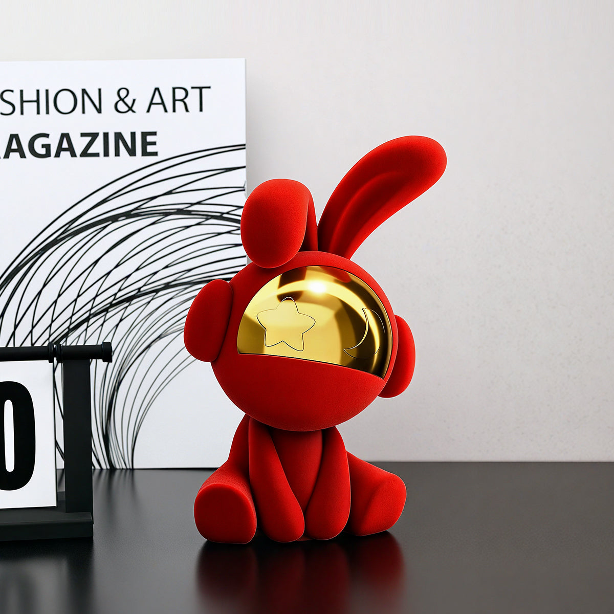 Moonstruck red velvet rabbit decorative figurine