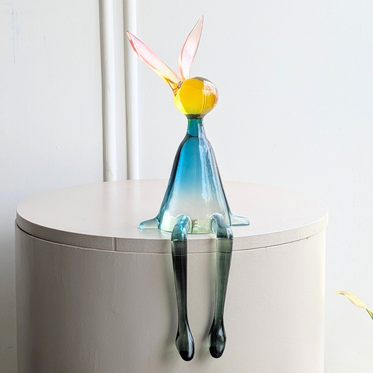 Moxie colourful translucent resin sitting rabbit showpiece full front view